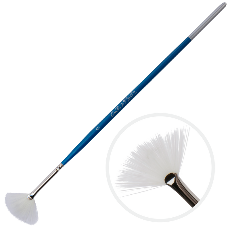 Light Gray Eraldo di Paolo White Taklon Brush Fan Size 0 Paint Brushes