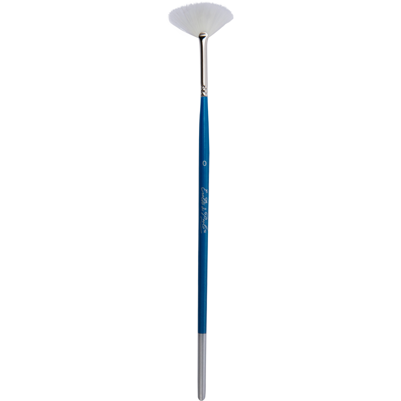 Midnight Blue Eraldo di Paolo White Taklon Brush Fan Size 0 Paint Brushes