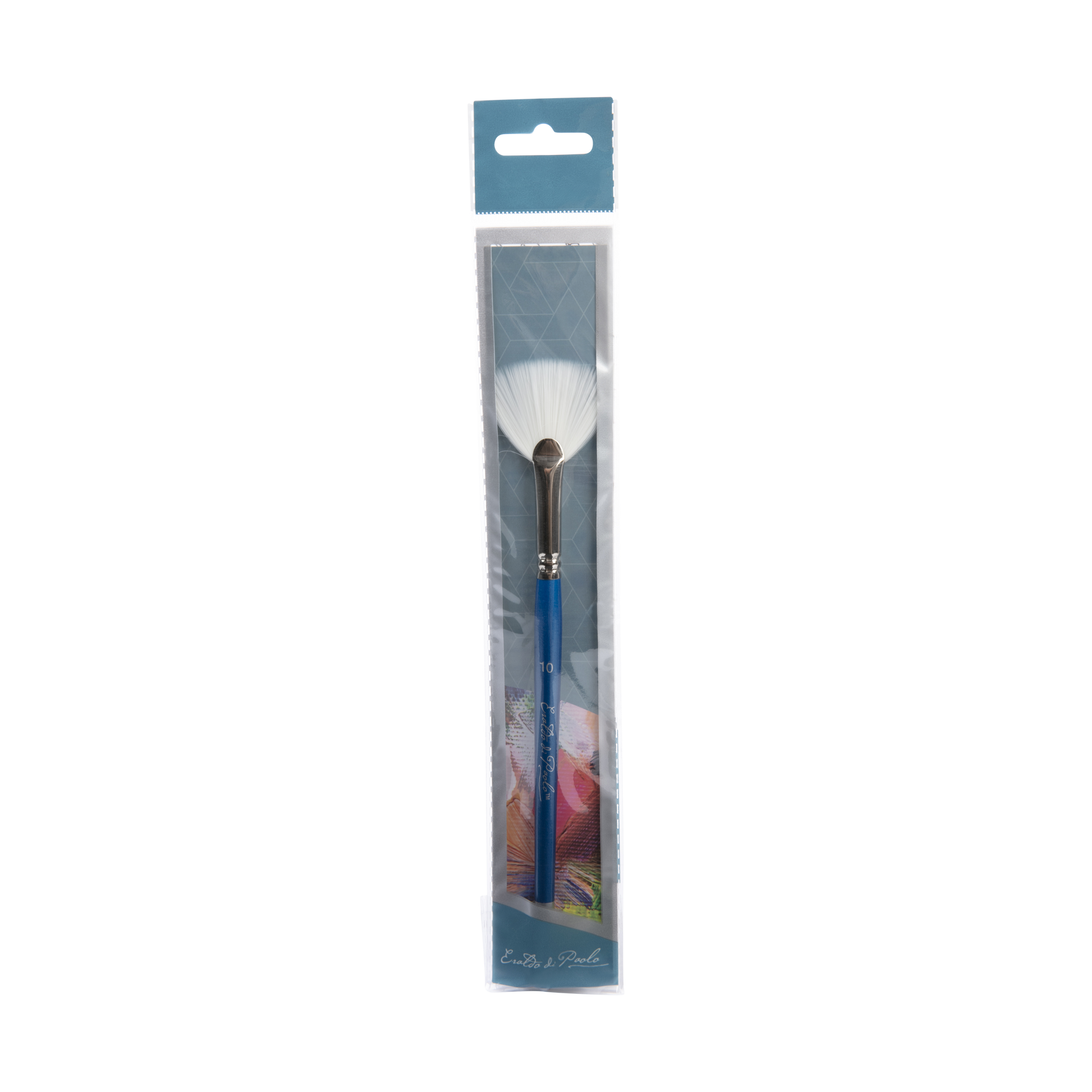 Slate Gray Eraldo di Paolo White Taklon Brush Fan Size 10 Paint Brushes