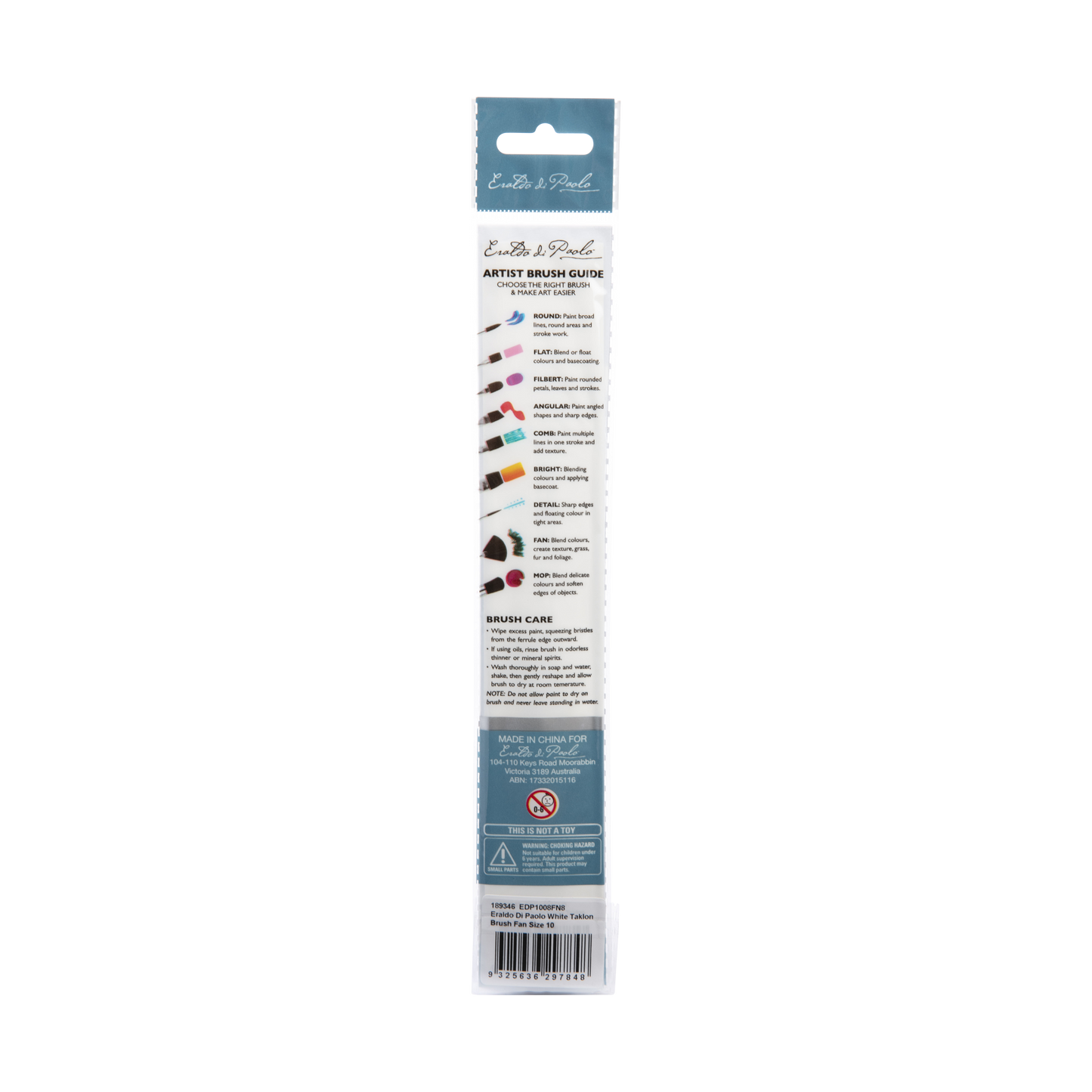 Light Gray Eraldo di Paolo White Taklon Brush Fan Size 10 Paint Brushes
