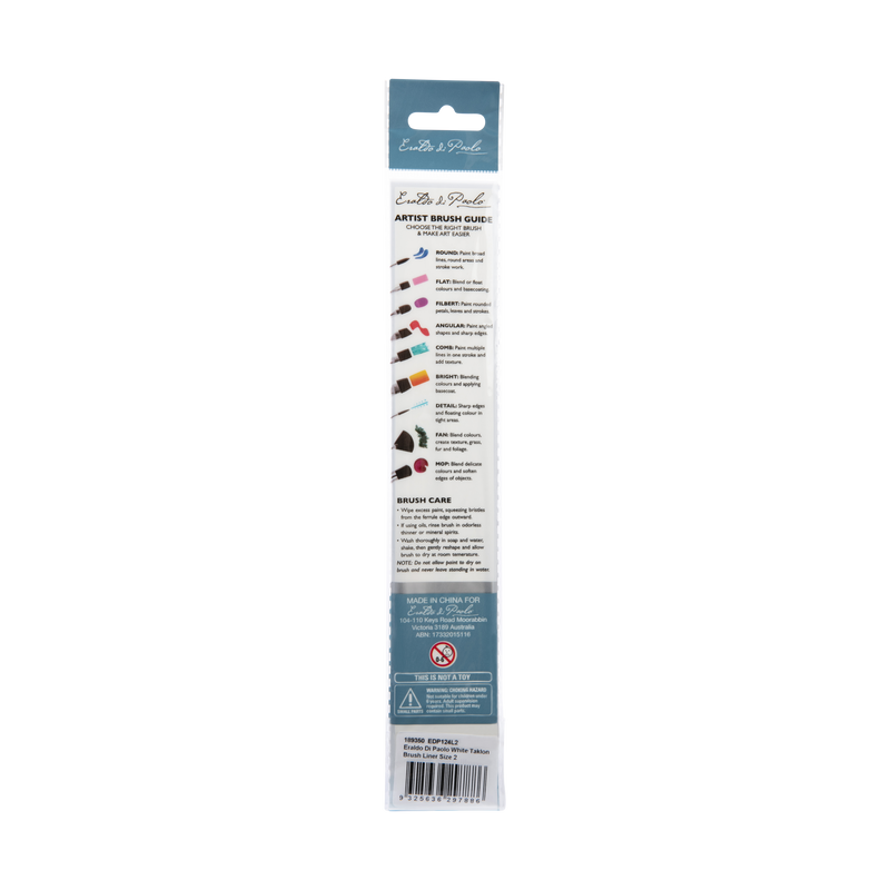 Dim Gray Eraldo di Paolo White Taklon Brush Liner  Size 2 Paint Brushes