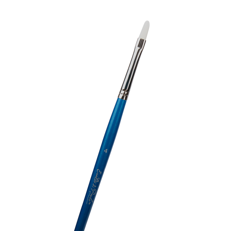 Midnight Blue Eraldo di Paolo White Taklon Brush Filbert Size 4 Paint Brushes