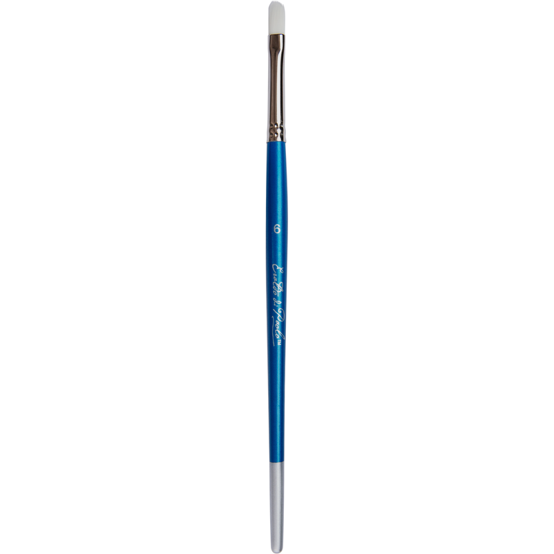Dark Slate Blue Eraldo di Paolo White Taklon Brush Filbert Size 6 Paint Brushes