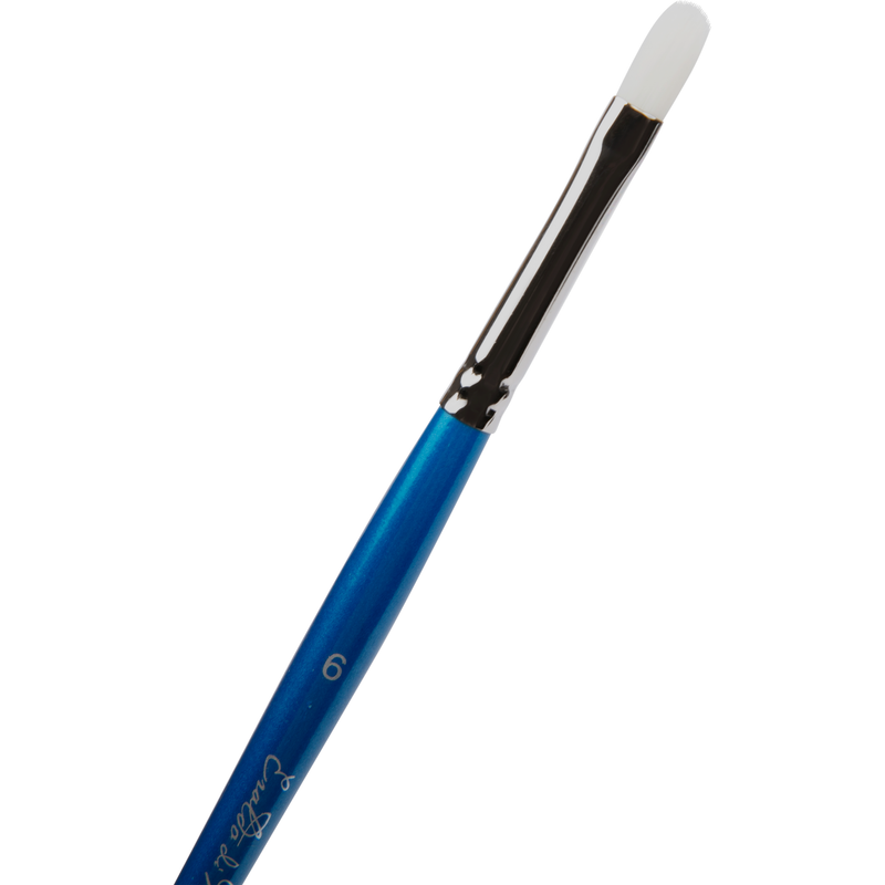 Midnight Blue Eraldo di Paolo White Taklon Brush Filbert Size 6 Paint Brushes