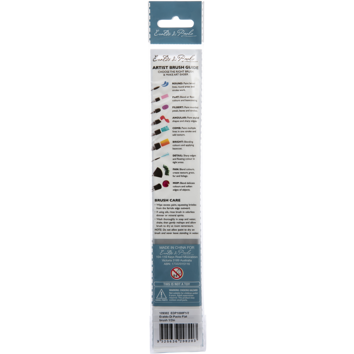 Light Gray Eraldo di Paolo Flat brush 1/2in Paint Brushes