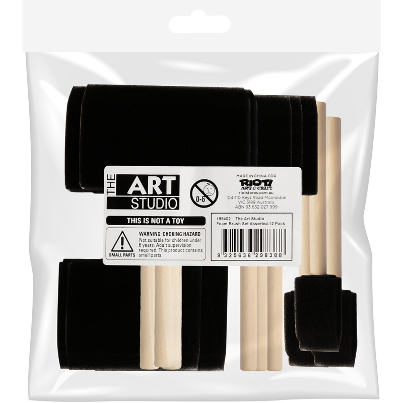 Antique White The Art Studio Foam Brush Set-Assorted Sizes (12 Piece) Paint Brushes