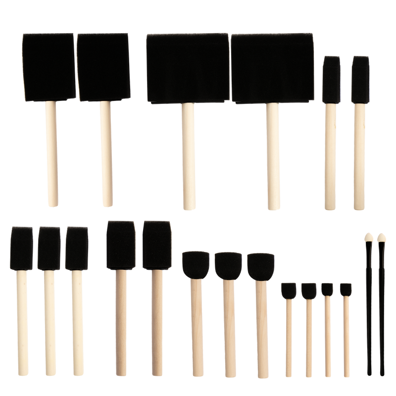 Wheat The Art Studio Foam Brush Set Assorted Sizes (20 Piece) Paint Brushes