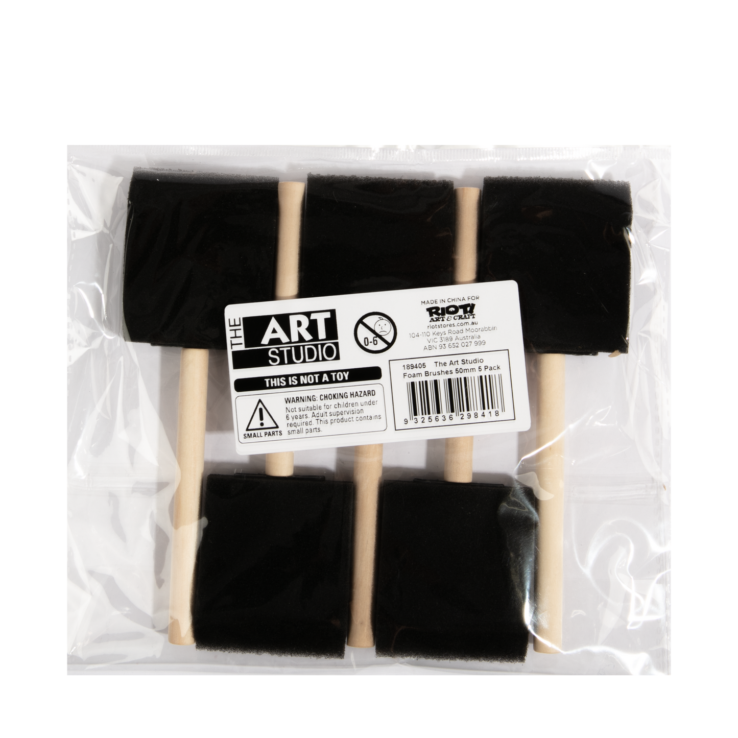 Light Gray The Art Studio Foam Brushes-50mm (5 Piece) Foam Brushes and Sponges