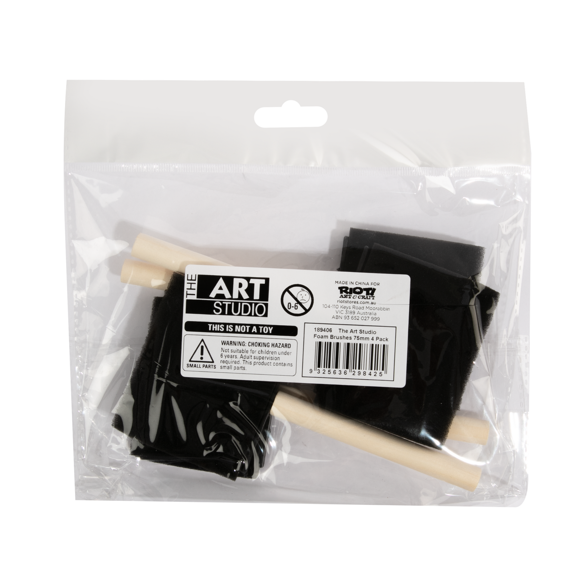 Light Gray The Art Studio Foam Brushes-75mm (4 Piece) Paint Brushes