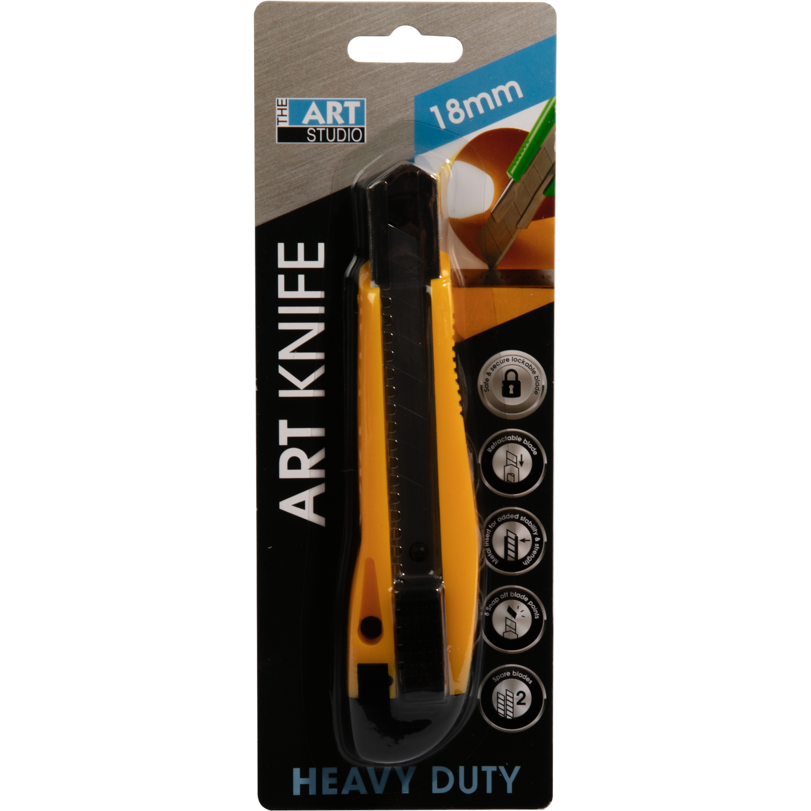 Art Studio Heavy Duty Art Knife with Metal Insert and Snap Blade 18mm