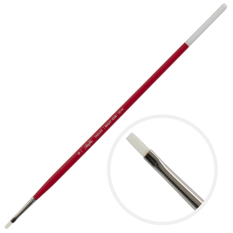 Brown Artist First Choice Taklon Long Handle Brush Size 0 Bright Brushes