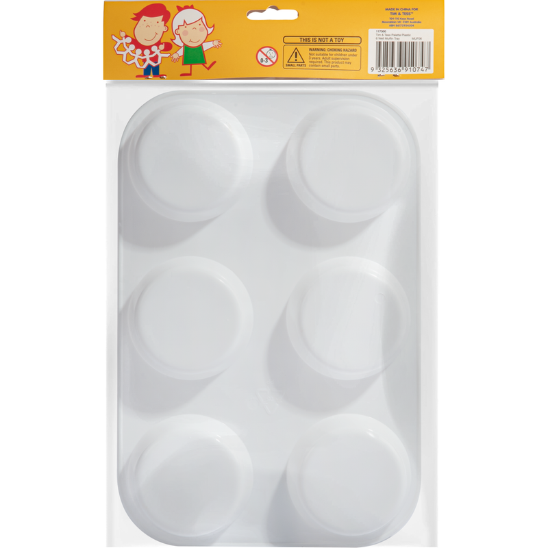 Light Gray Tim & Tess 6 Well Plastic Painting Palette Kids Painting Acccessories
