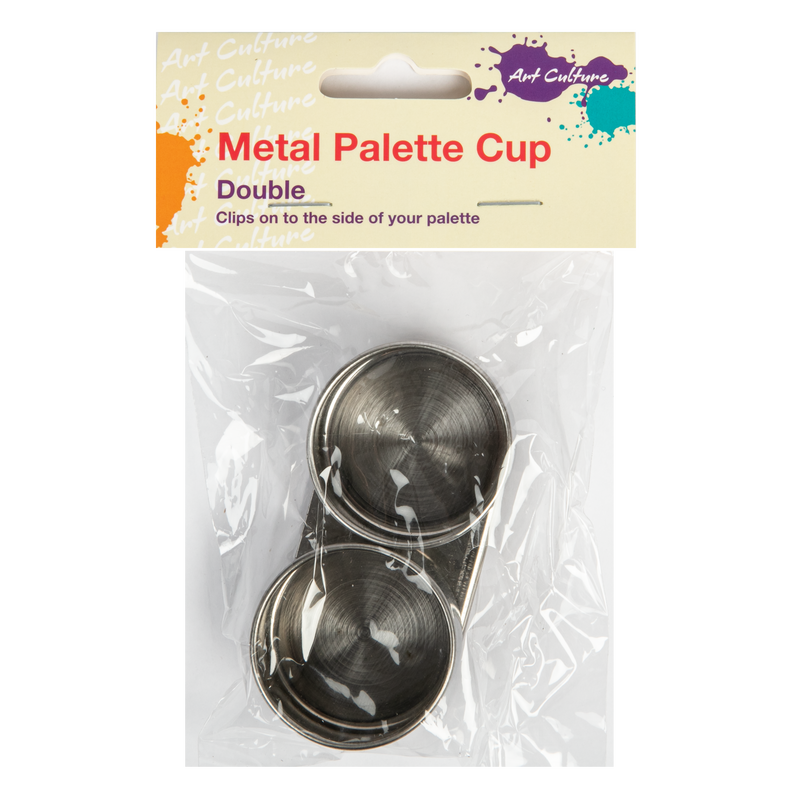Light Gray Art Culture Metal Palette Cup - Double Well with Clip Paint Palettes