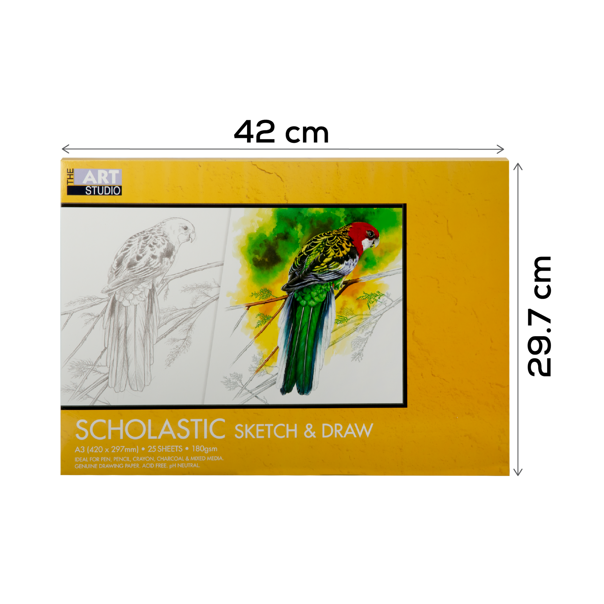 Goldenrod The Art Studio Drawing Block Pad 185gsm A3 25 Sheets Drawing Pads