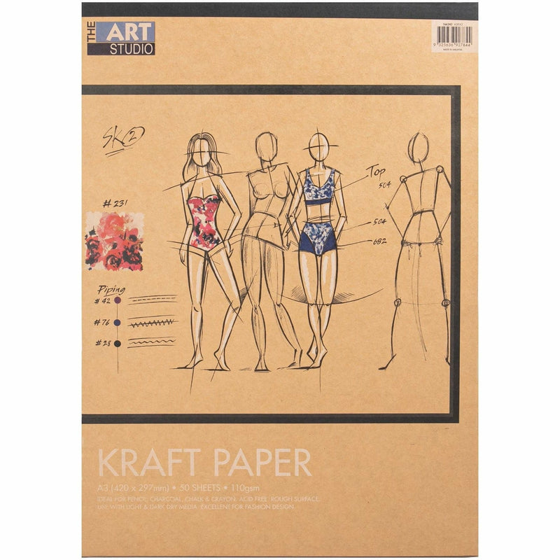 White The Art Studio A3 Kraft Paper 110gsm Pad 50 Sheets Pads