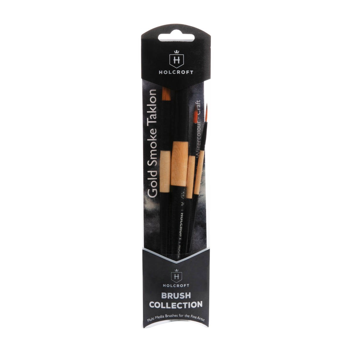 Dark Slate Gray Holcroft Taklon Multi Media Brush Set Gold Smoke 4 Pack Taklon and Synthetic Brushes