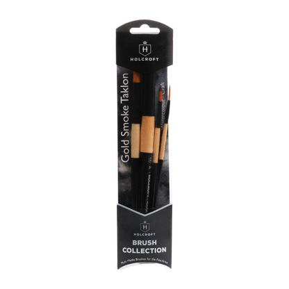 Dark Slate Gray Holcroft Taklon Multi Media Brush Set Gold Smoke 4 Pack Taklon and Synthetic Brushes