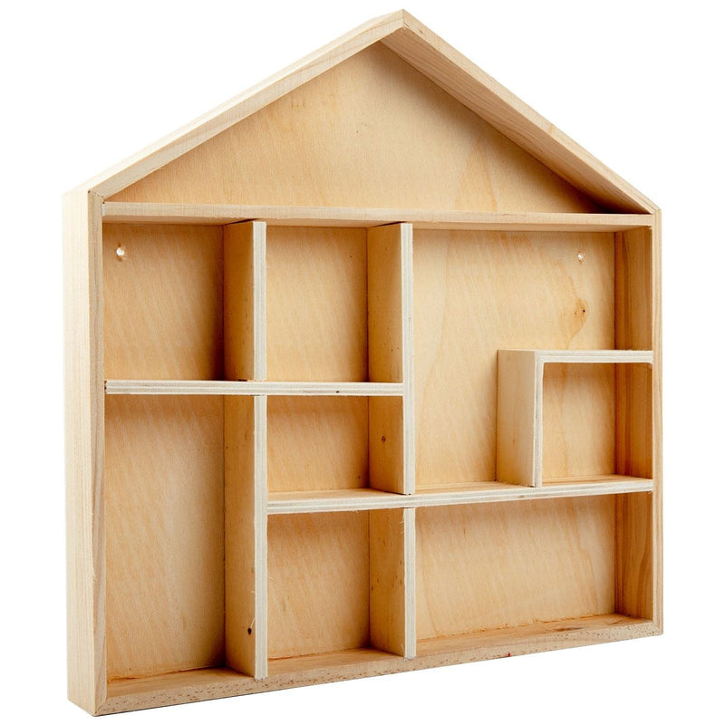 Tan Urban Crafter Wooden Shadow Box House with 9 Compartments 32x32x3.5cm Boxes