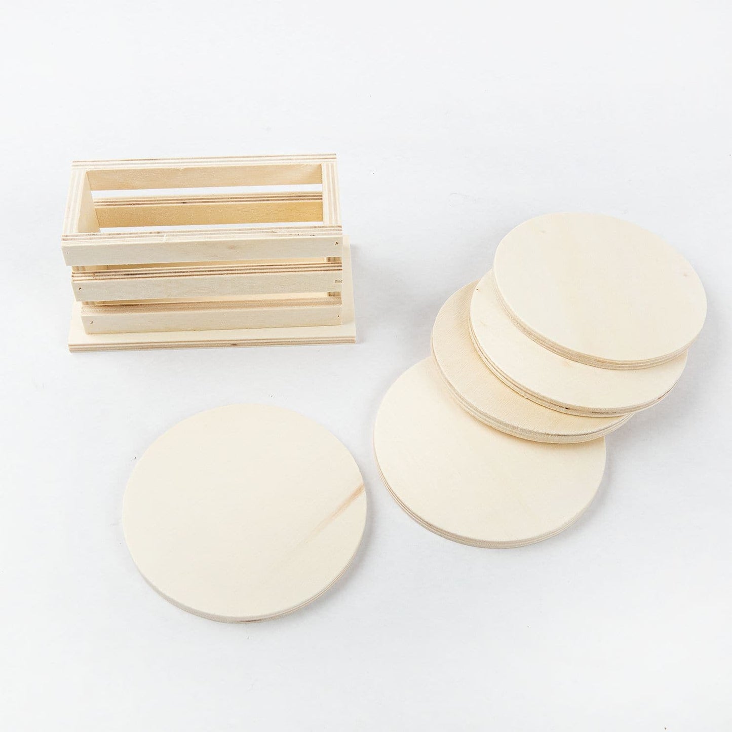 Beige Urban Crafter 5pack Coasters in Holder 8.9cm Wood Crafts