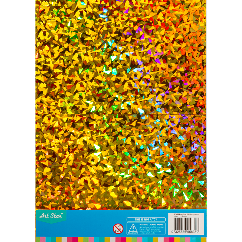 Dark Goldenrod Art Star A4 250gsm Holographic Card Assorted Colours 15 Sheets Kids Paper and Pads