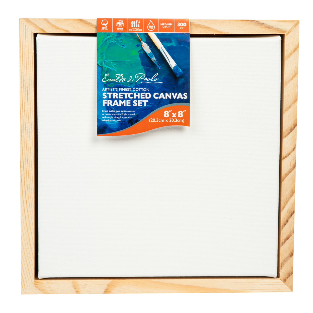 Beige 8 x 8 Inches Eraldo di Paolo Stretched Canvas with Wood Frame Thin Bar Stretched Canvas