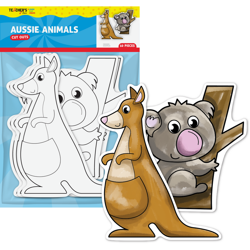 Dark Slate Gray Teacher's Choice Paper Shapes Aussie Animals (10 Piece) Kids Paper Shapes
