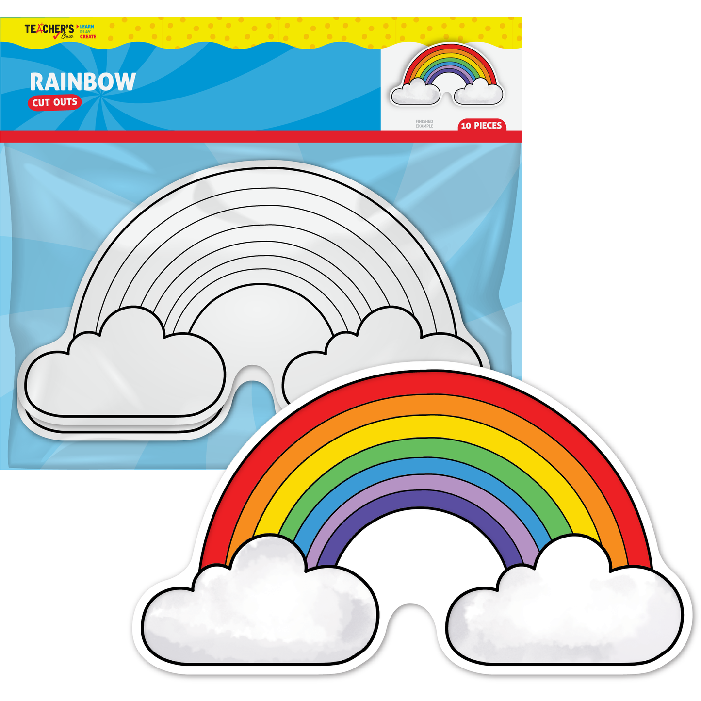 Steel Blue Teacher's Choice Paper Shapes Rainbow (10 Piece) Kids Craft Basics