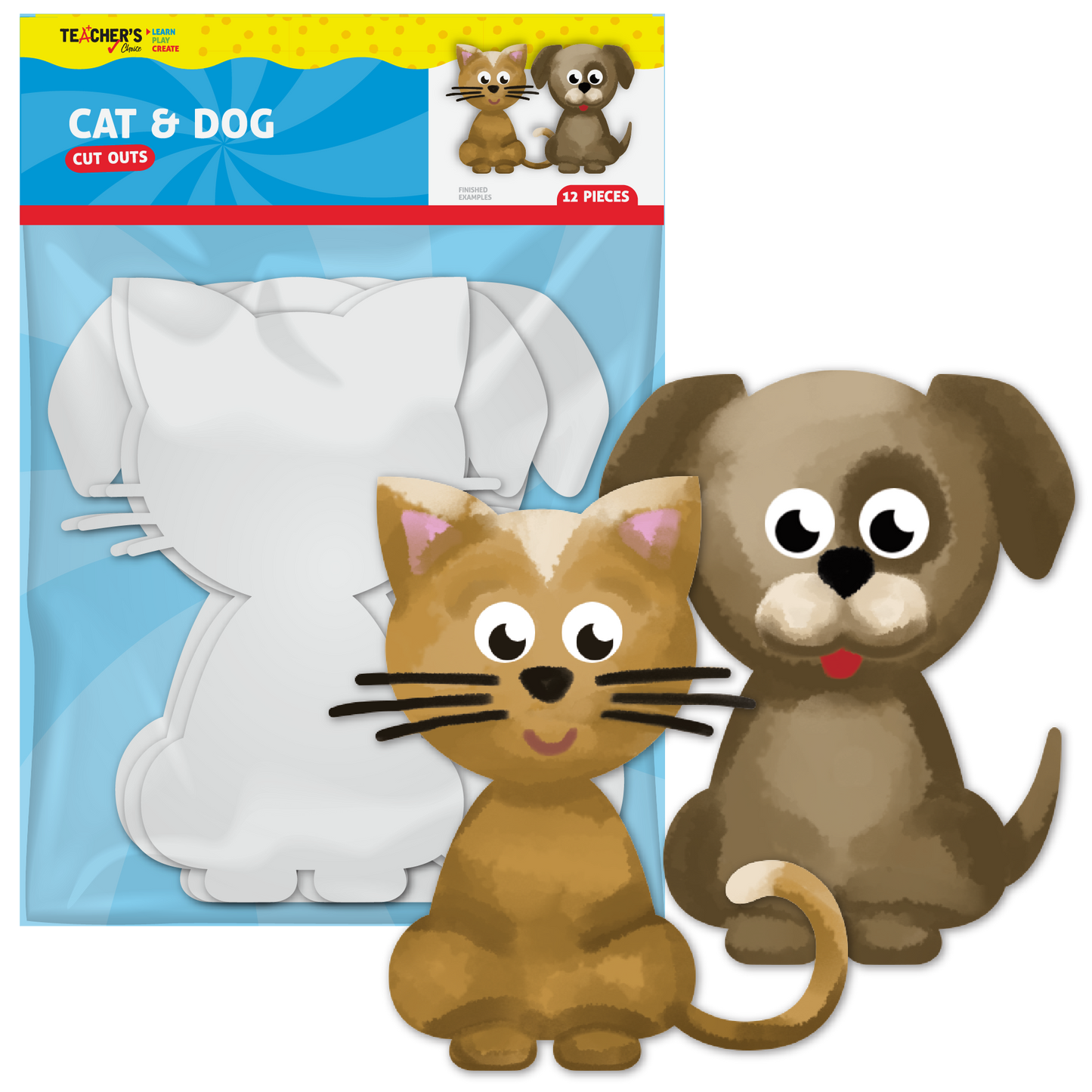 Light Gray Teacher's choice Paper Shapes Cat Dog (12 Piece) Kids Paper Shapes