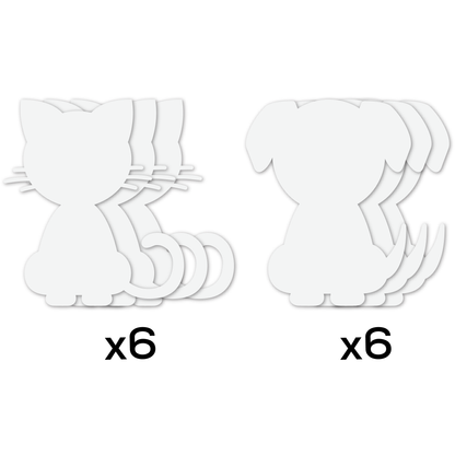 White Smoke Teacher's choice Paper Shapes Cat Dog (12 Piece) Kids Paper Shapes