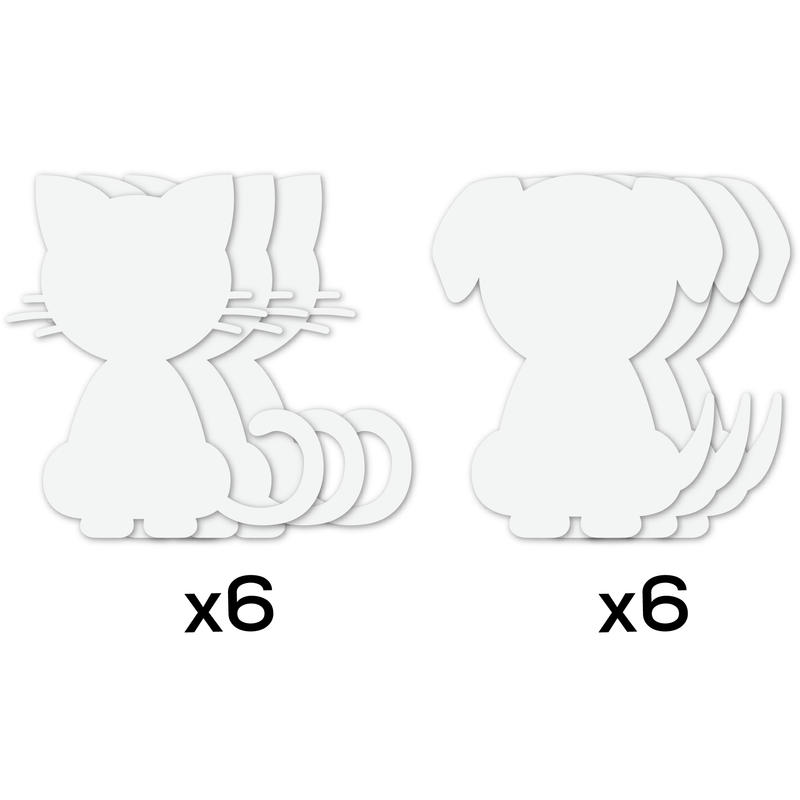 White Smoke Teachers choice Paper Shapes Cat Dog (12 Piece) Kids Paper Shapes