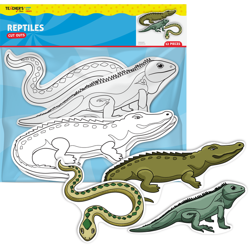Light Gray Teacher's Choice  Paper Shapes Reptiles (12 Piece) Kids Paper Shapes