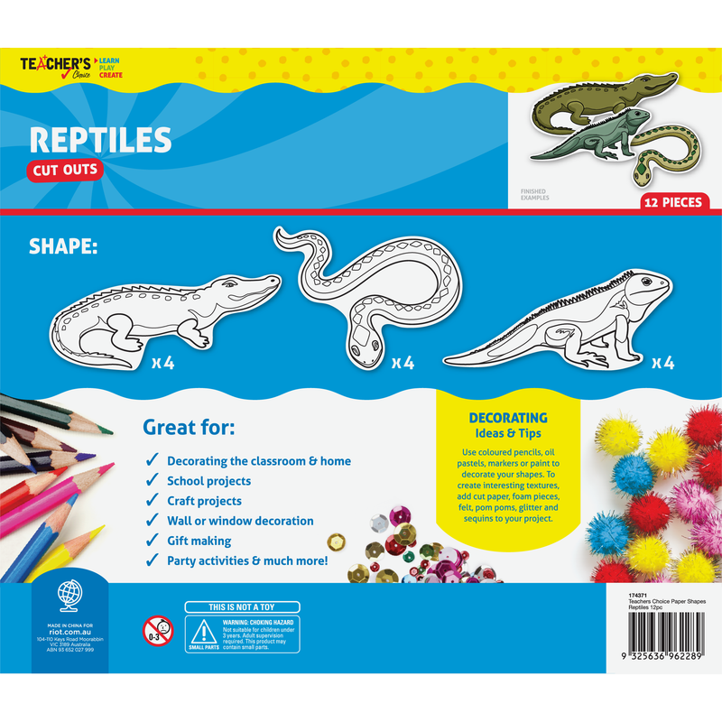 Pale Goldenrod Teacher's Choice  Paper Shapes Reptiles (12 Piece) Kids Paper Shapes