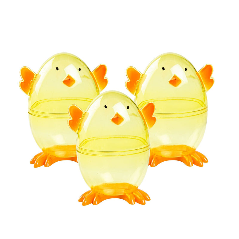 Khaki Art Star Easter Transparent 3pc Chicken 9x6cm Fillable Eggs Easter