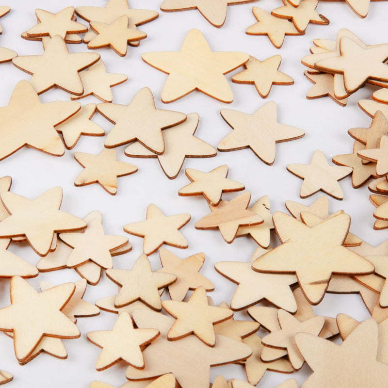 Bisque Art Star Assorted Wooden Stars 120 Pieces Kids Craft Basics