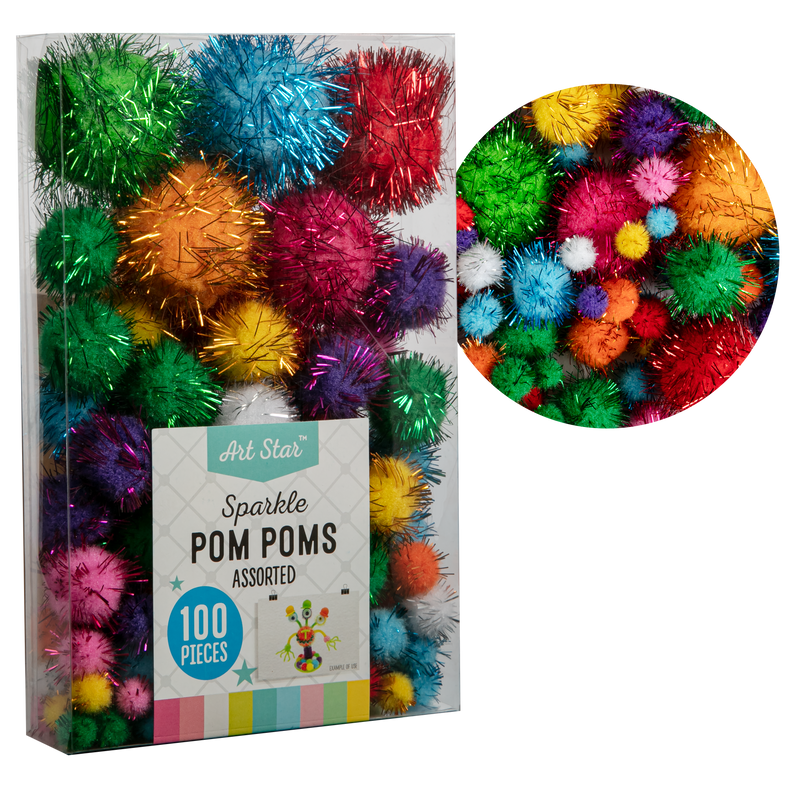 Tan Art Star Assorted Sparkle Pom Poms (100 Pieces) Pom Pom