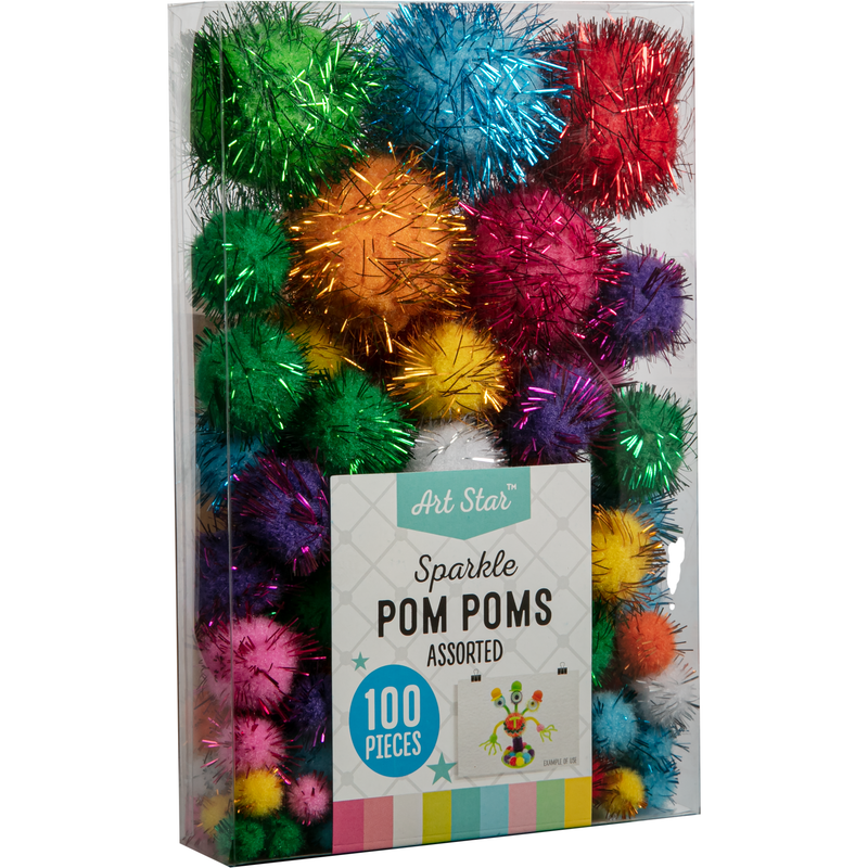 Dark Slate Gray Art Star Assorted Sparkle Pom Poms (100 Pieces) Pom Pom