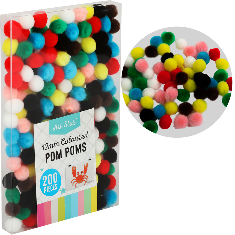 Gray Art Star 12mm Coloured Pom Poms (200 Pieces) Pom Pom