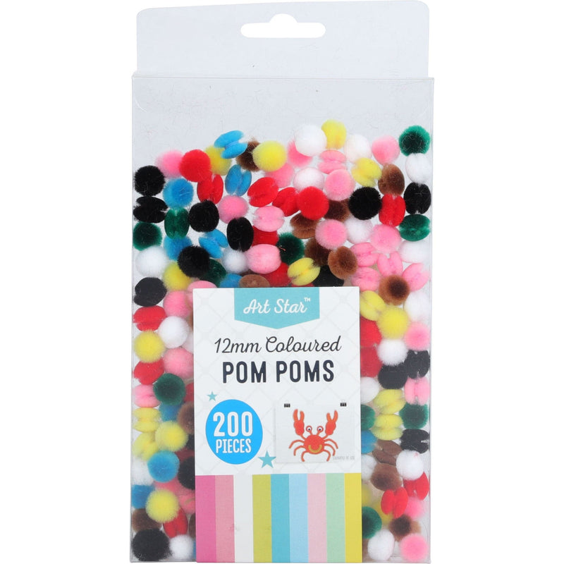 Light Gray Art Star 12mm Coloured Pom Poms (200 Pieces) Pom Pom