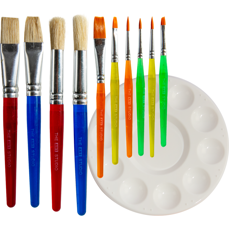 Dark Slate Gray Tim & Tess Kids Brush & Palette Set (11 Pieces) Kids Painting Acccessories