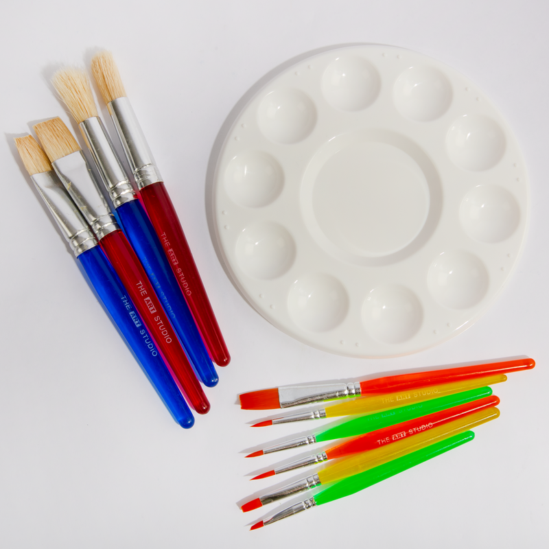 Light Gray Tim & Tess Kids Brush & Palette Set (11 Pieces) Kids Painting Acccessories