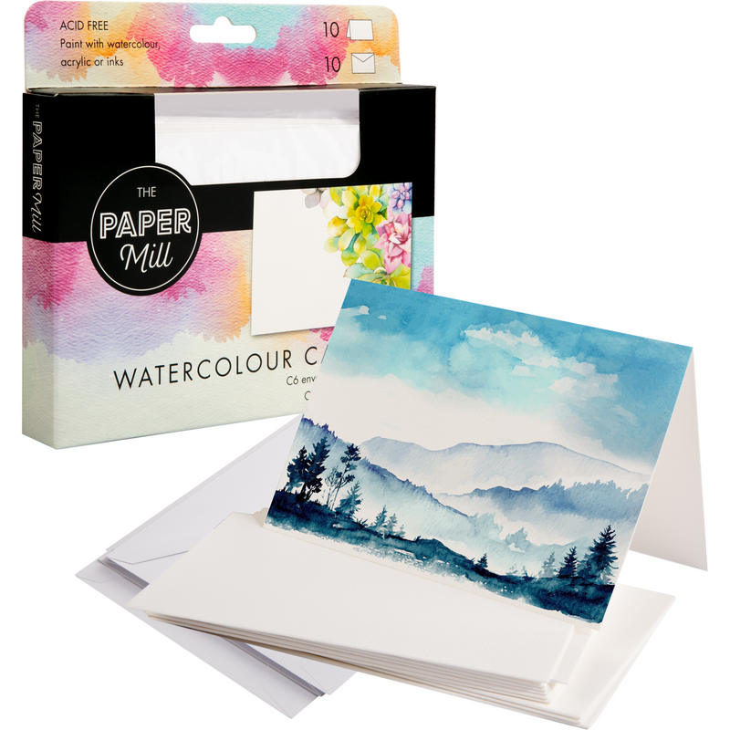 Light Gray The Paper Mill Watercolour Cards with Envelopes C6 (10 Pack) Cards and Envelopes