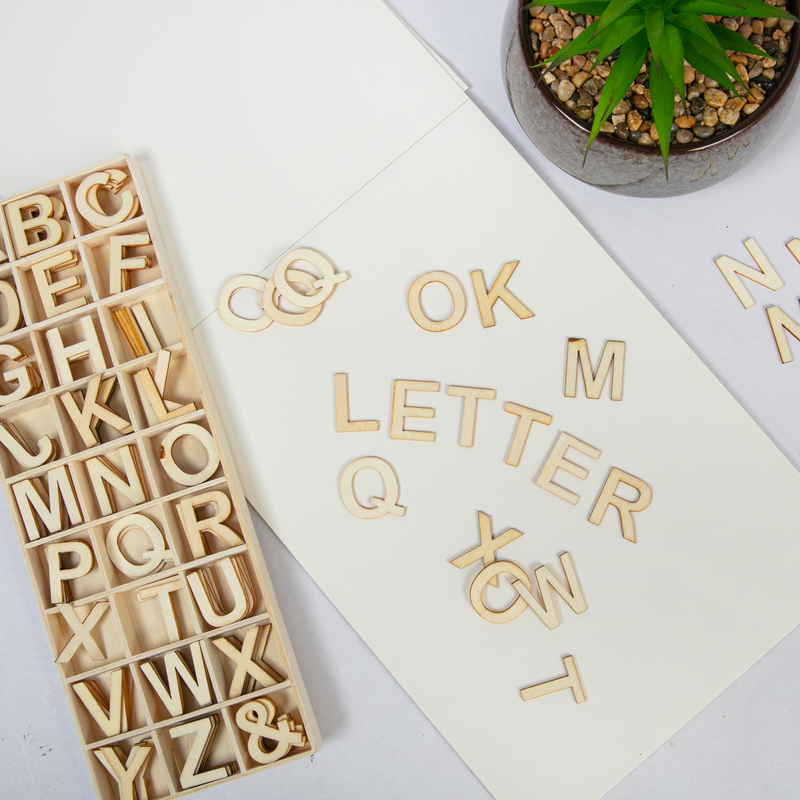 Light Gray Urban Crafter Wooden Alphabet Letters (162 Pieces) Objects