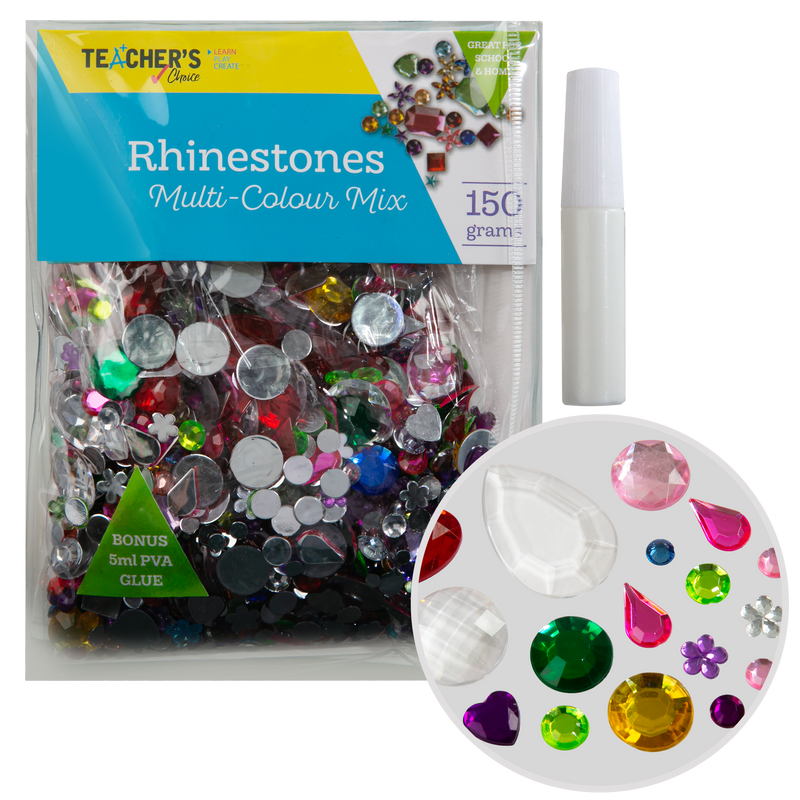 Gray Teacher’s Choice Rhinestones Multi-Colour Mix 150g Kids Craft Basics