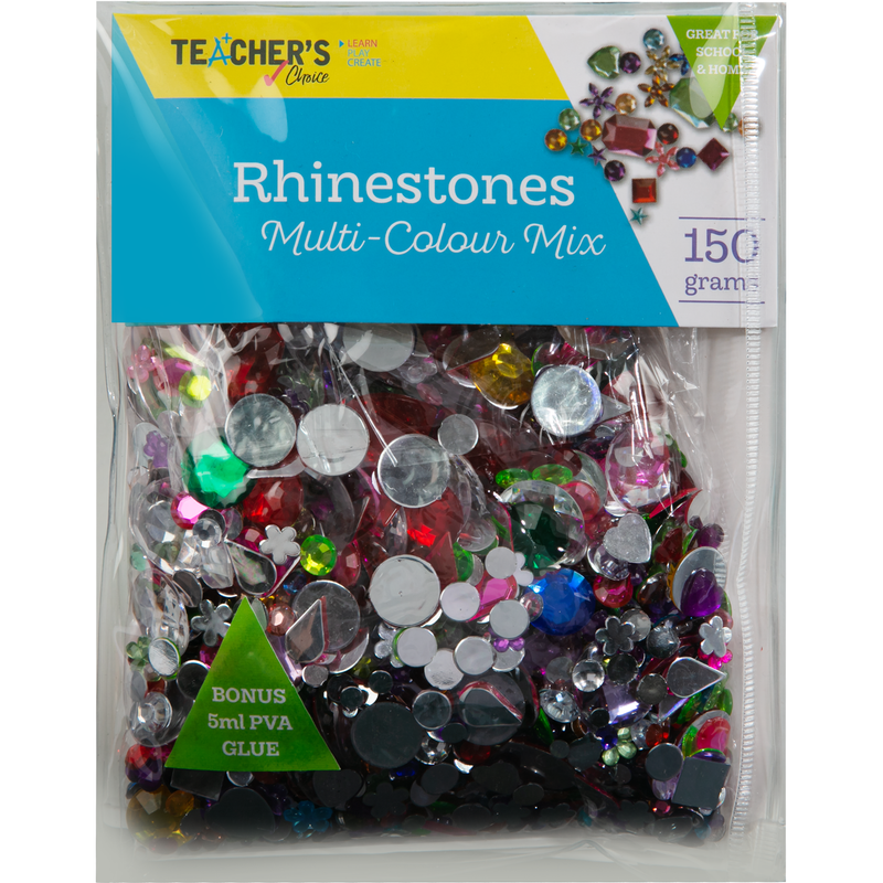 Dark Slate Gray Teacher’s Choice Rhinestones Multi-Colour Mix 150g Kids Craft Basics