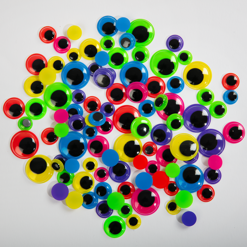 Dark Slate Gray Teacher’s Choice Neon Googly Eyes Assorted Sizes & Colours 100 Pieces Kids Craft Basics