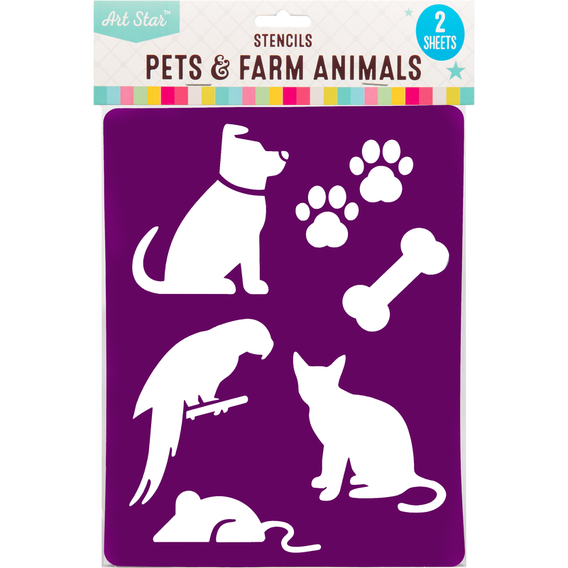 Dark Magenta Art Star Stencils Pets and Farm Animals (2 Pack) Stencils and Templates