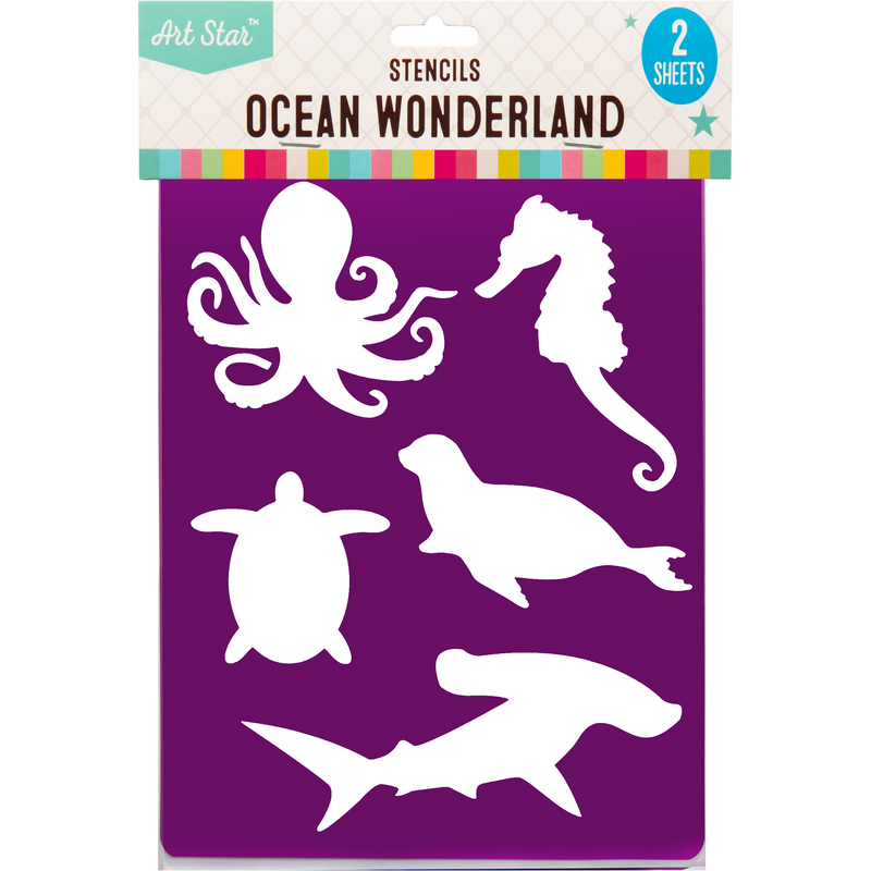 Dark Magenta Art Star Ocean Wonderland Stencils 2 Pack Stencils and Templates