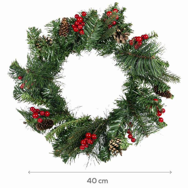 Dark Olive Green Make A Merry Christmas Decorated Berry Series Wreath 40cm Christmas