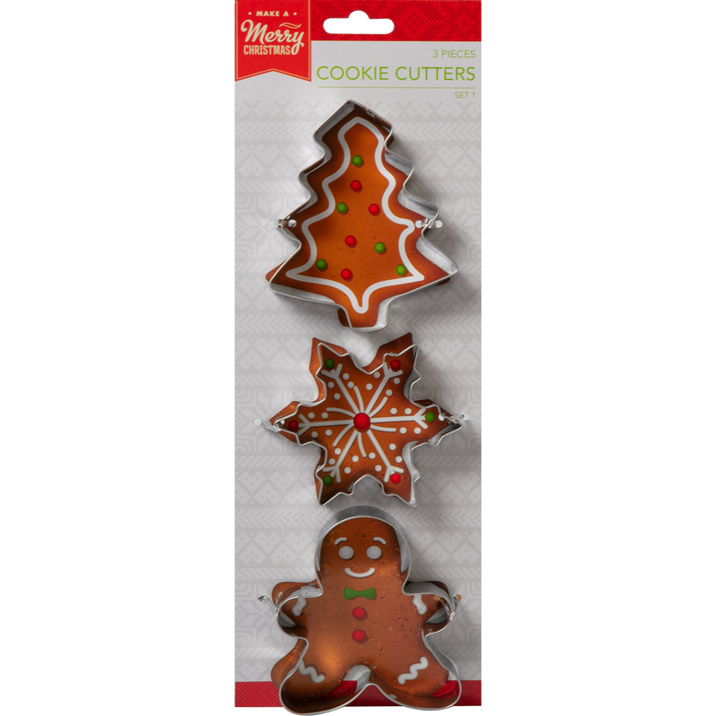 Gray Make A Merry Christmas Cookie Cutters Set (3 Pieces) Christmas