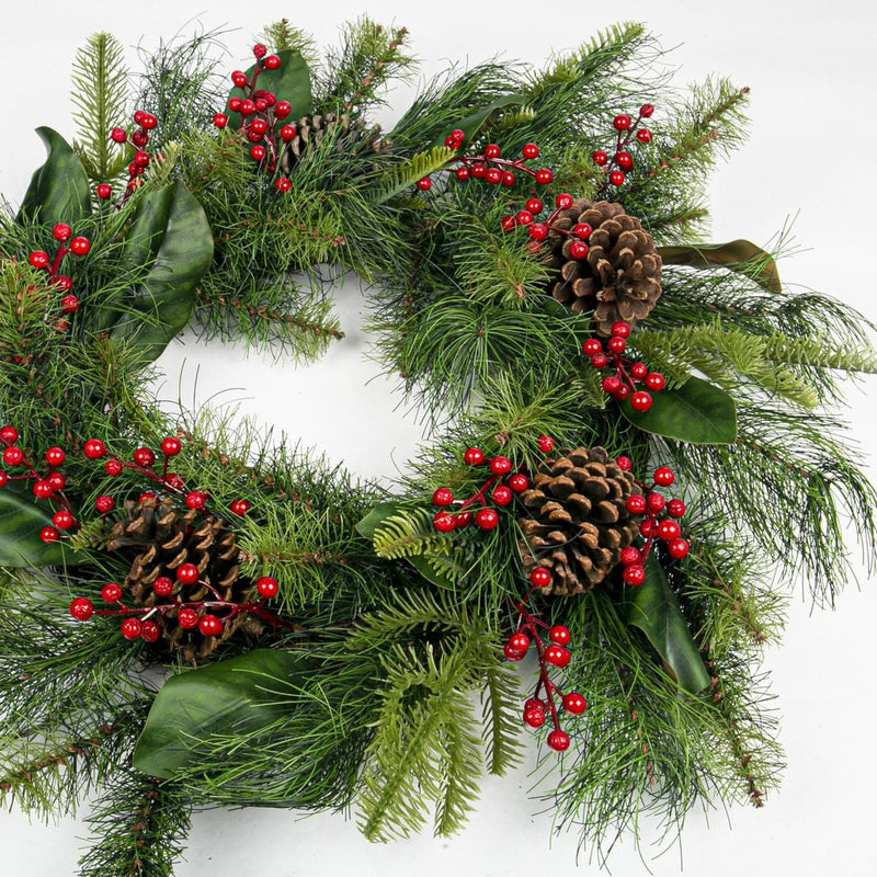 Dark Olive Green Bryson Pineberry Wreath 60cm Christmas
